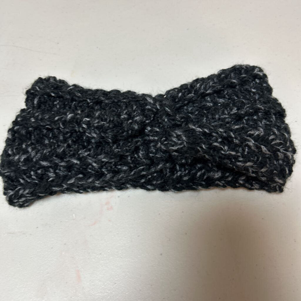 Crochet Twisted Ear Warmer Black Marble