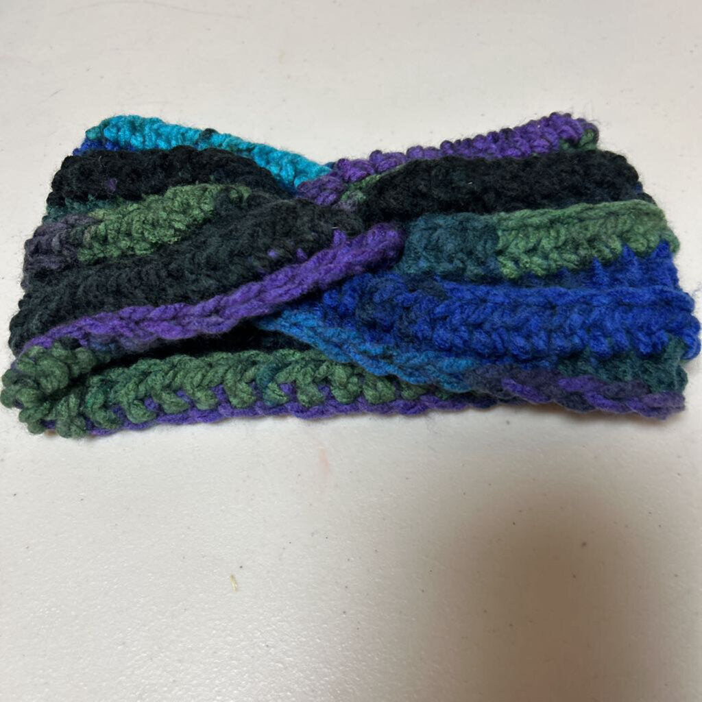 Crochet Twisted Ear Warmer Peacock