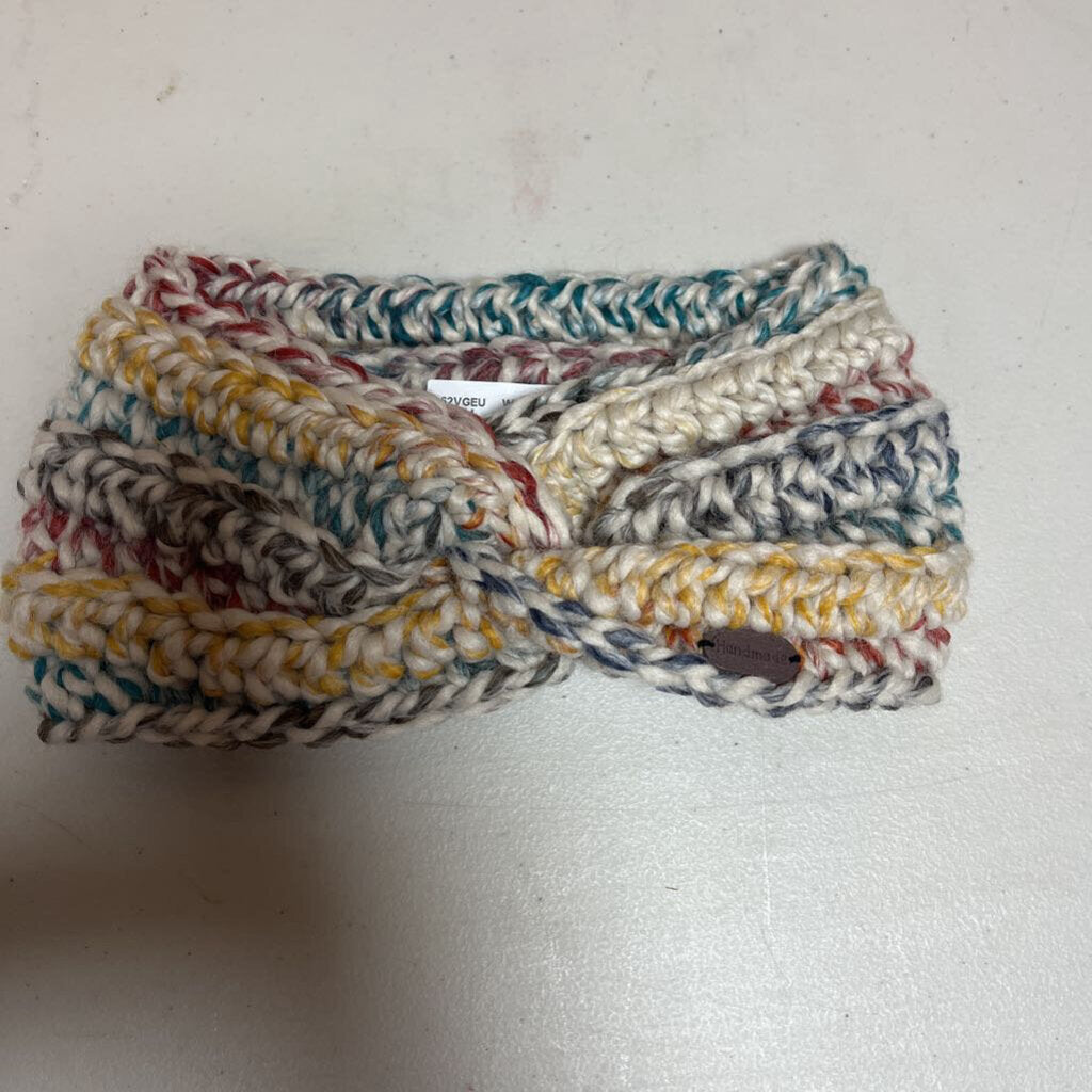 Crochet Twisted Ear Warmer Rainbow