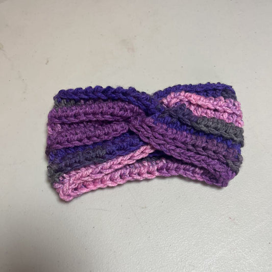 Crochet Twisted Ear Warmer Pink/Purple