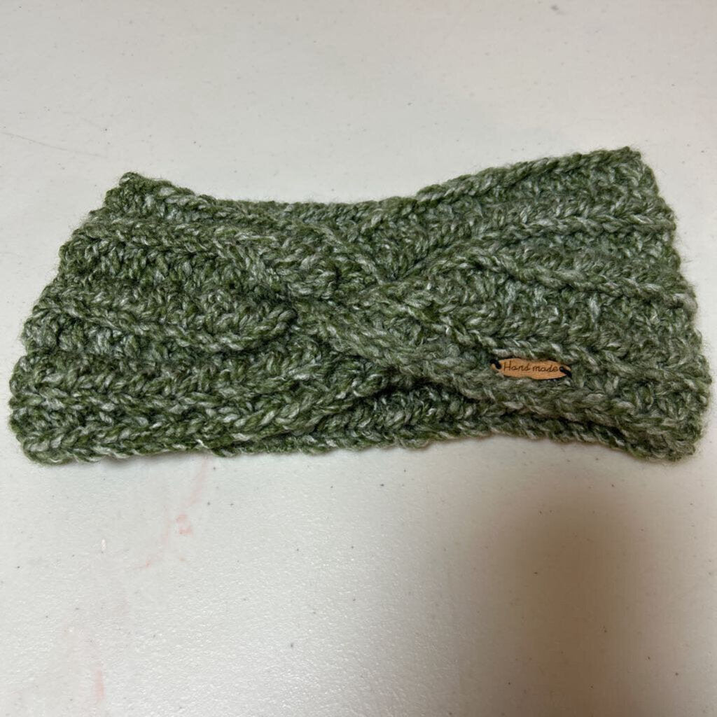 Crochet Twisted Ear Warmer Green Marble