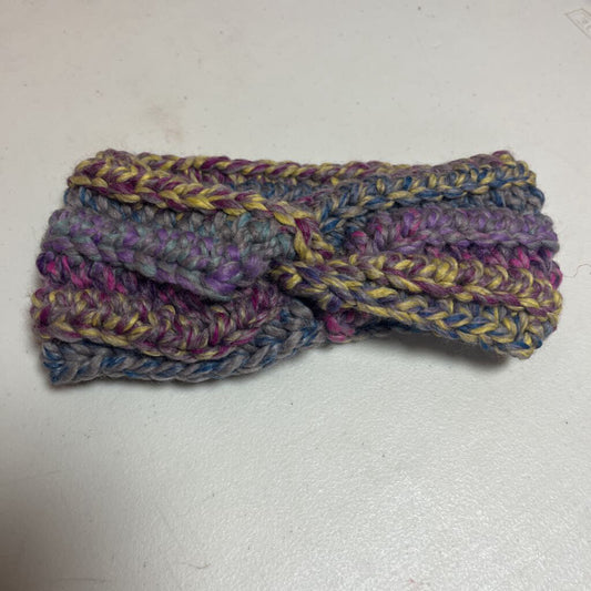 Crochet Twisted Ear Warmer Purple/Yellow