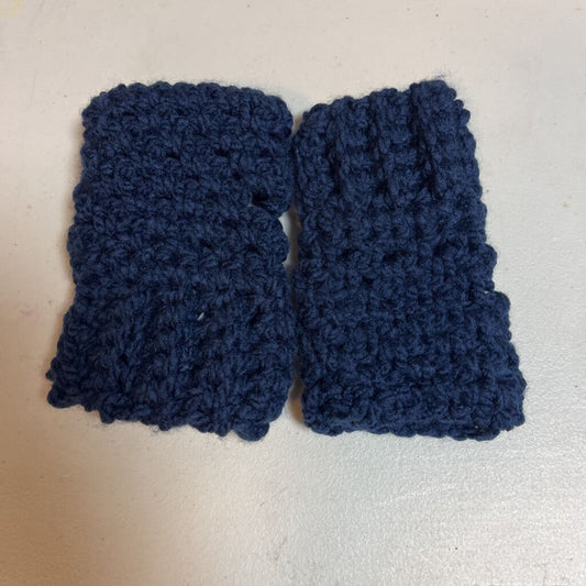 Crochet Fingerless Mittens Navy