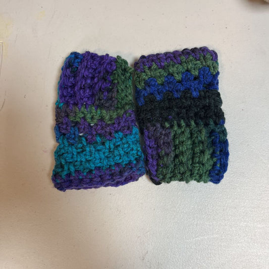 Crochet Fingerless Mittens Peacock