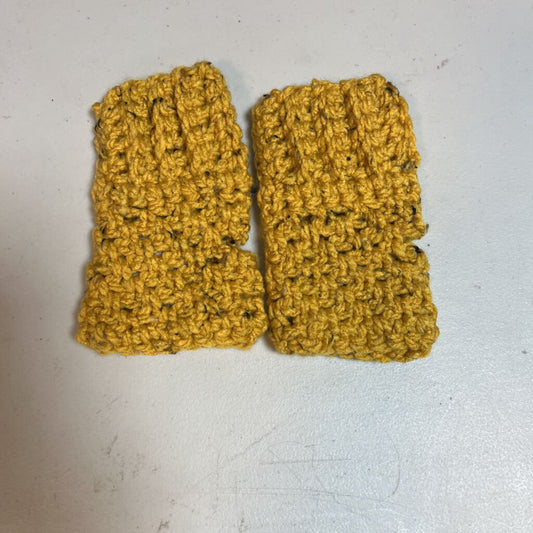 Crochet Fingerless Mittens Gold Tweed