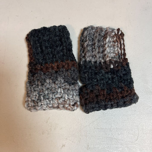 Crochet Fingerless Mittens Black/Brown