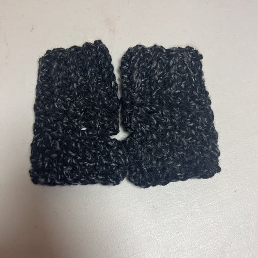 Crochet Fingerless Mittens Black Marble