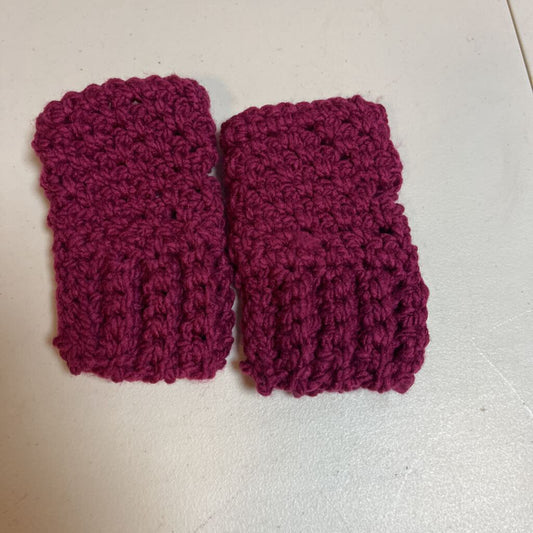Crochet Fingerless Mittens Raspberry