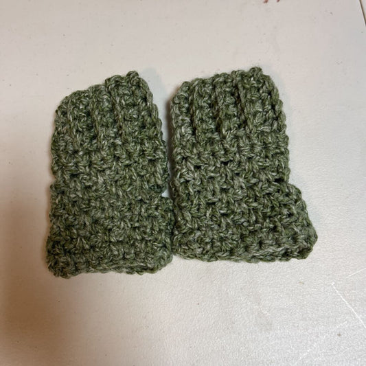 Crochet Fingerless Mittens Green Marble