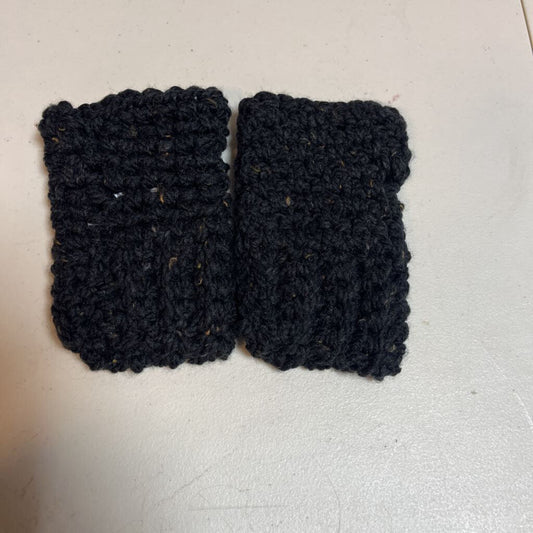 Crochet Fingerless Mittens Black Tweed