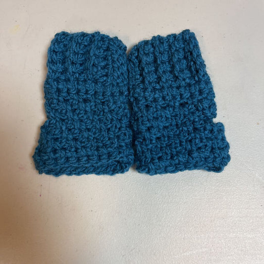 Crochet Fingerless Mittens Teal