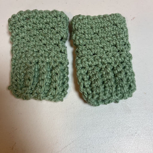 Crochet Fingerless Mittens Sage