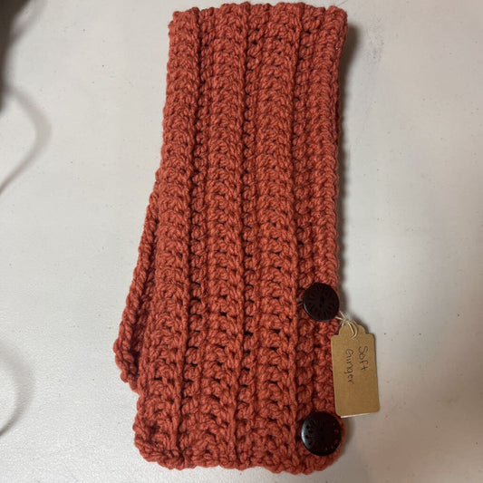 Crochet Button Scarf Soft Ginger