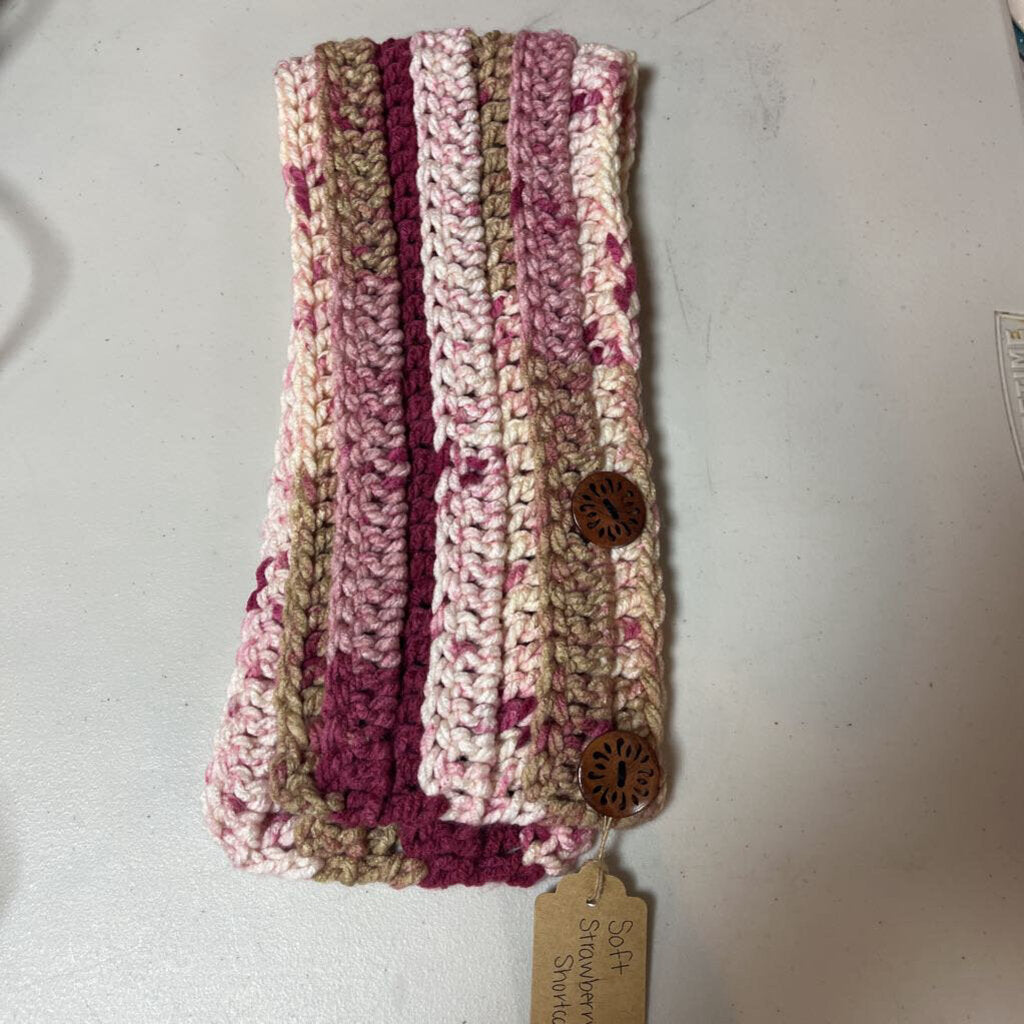 Crochet Button Scarf Soft Strawberry Shortcake