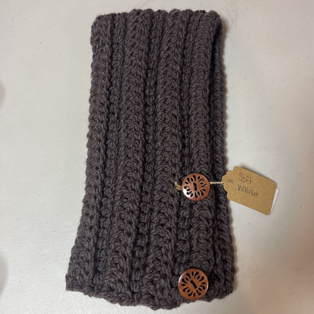 Crochet Button Scarf Soft Walnut