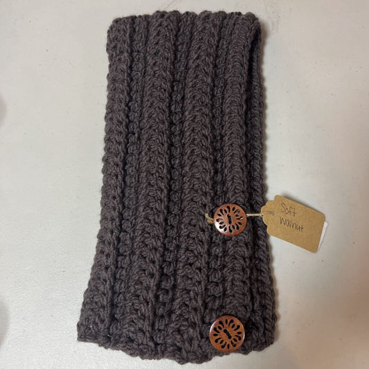 Crochet Button Scarf Soft Walnut