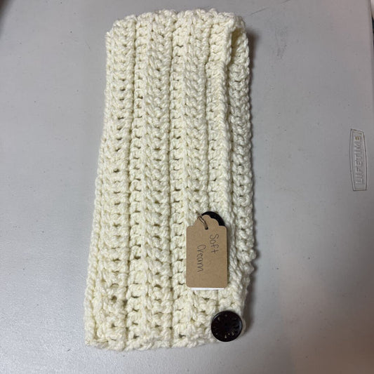 Crochet Button Scarf Soft Cream