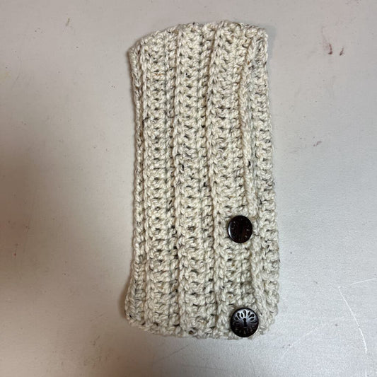 Crochet Button Scarf Soft Cream Tweed