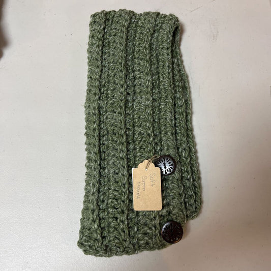 Crochet Button Scarf Soft Green Marble