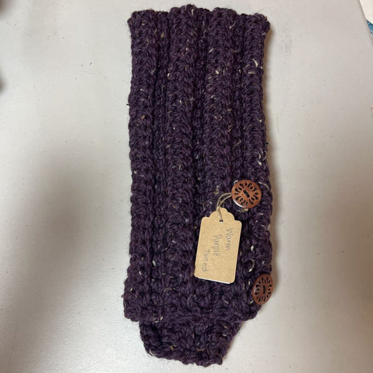 Crochet Button Scarf Warm Purple Tweed