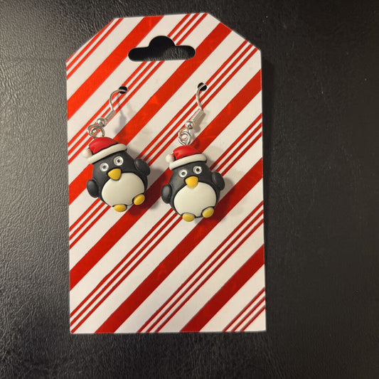 Penguin Santa Earrings