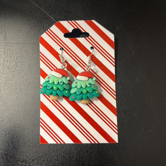 Christmas Tree Santa Earrings