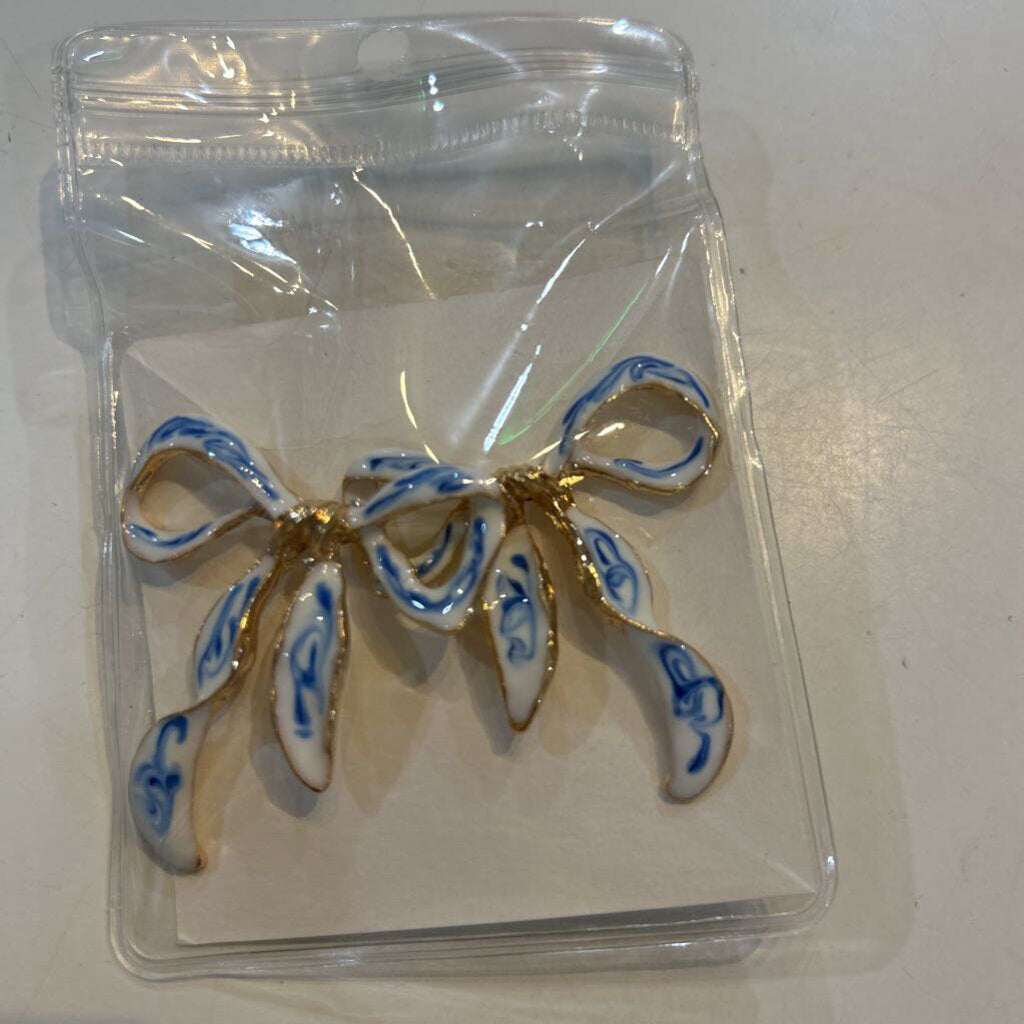Blue Bow Earring