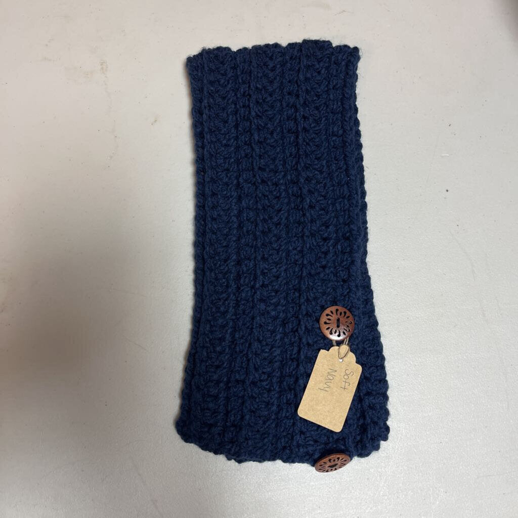Crochet Button Scarf Soft Navy