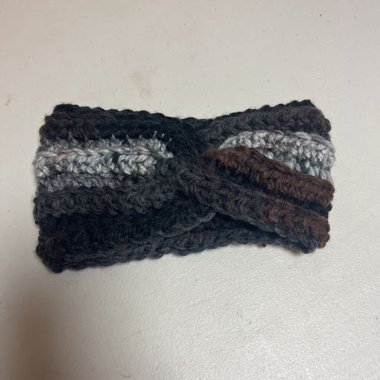 Crochet Twisted Ear Warmer Black/Brown/Gray