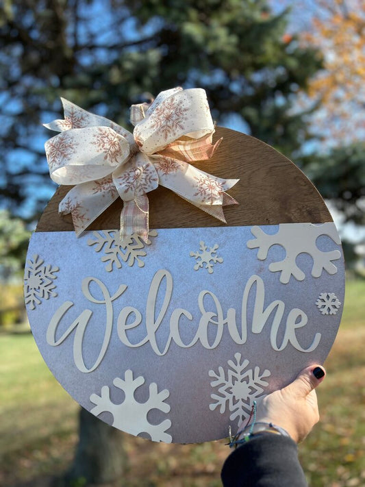 Rose Gold Welcome Snowflake Round