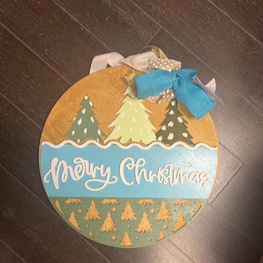 Merry Christmas Tree Mint Round