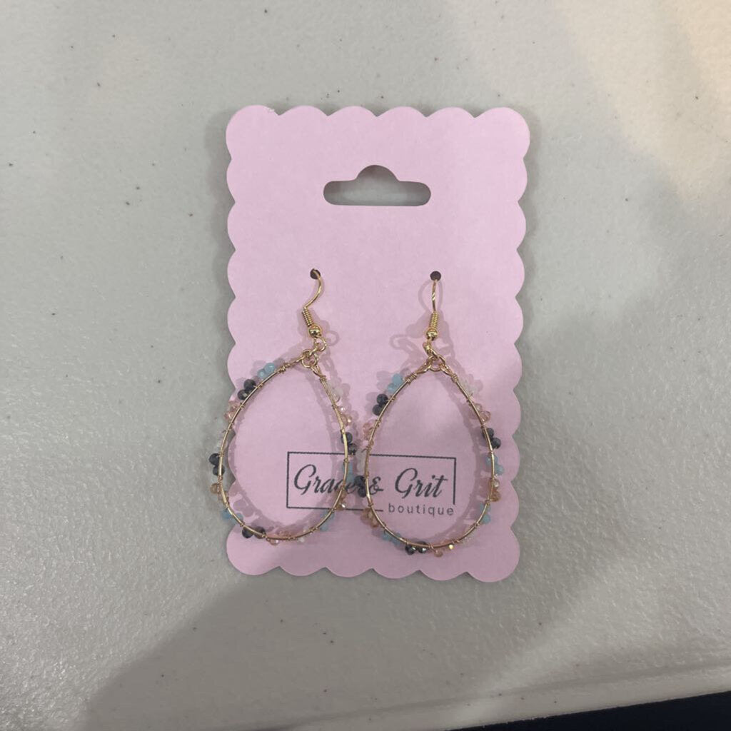 Gold & Beaded Tear Drop Earring