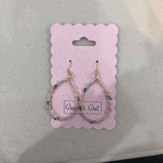 Gold & Beaded Tear Drop Earring