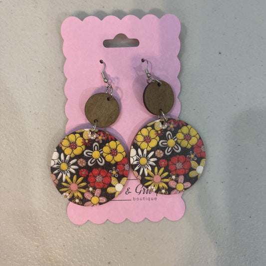 Retro Floral Circle Earring