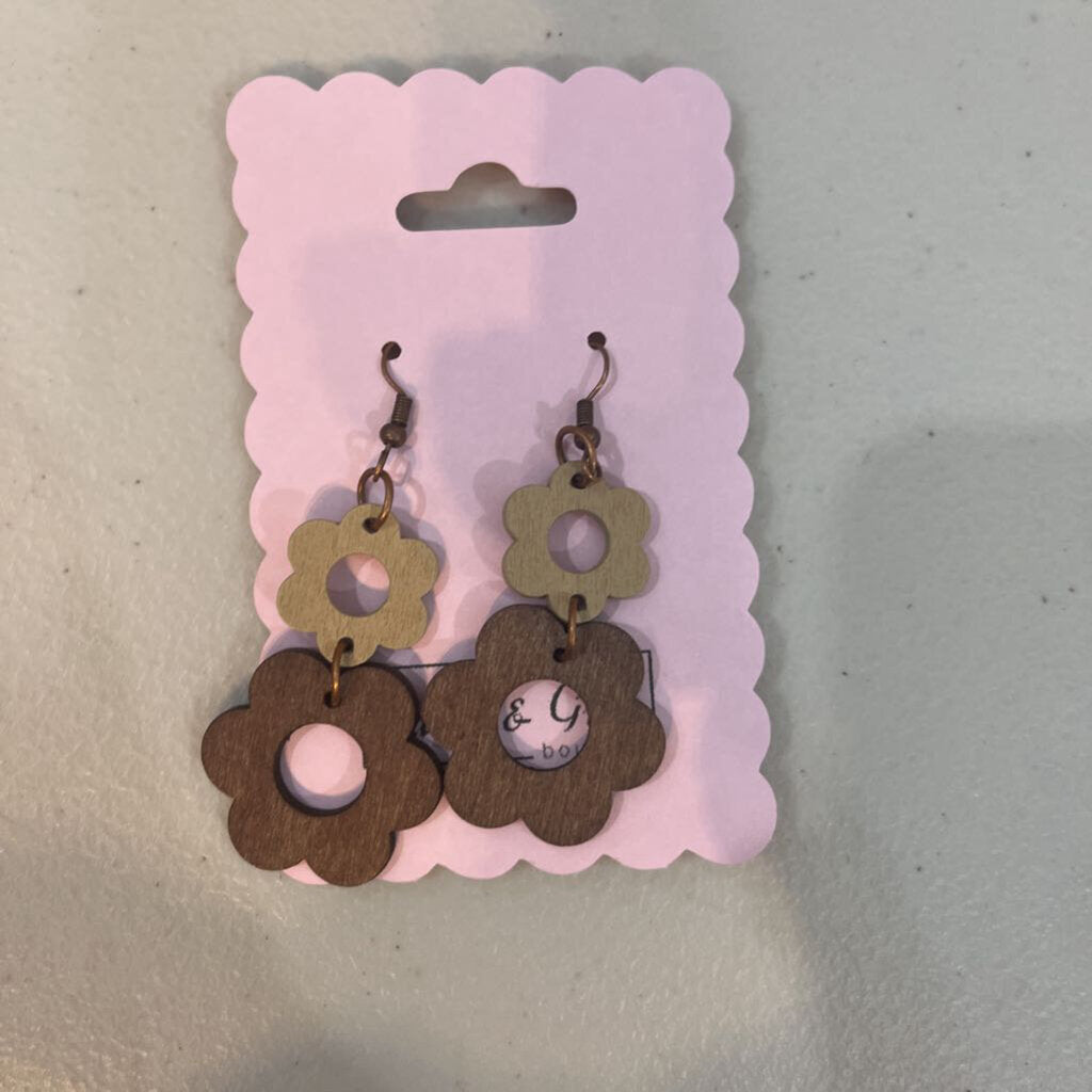 Retro Wood Daisy Flower Earring