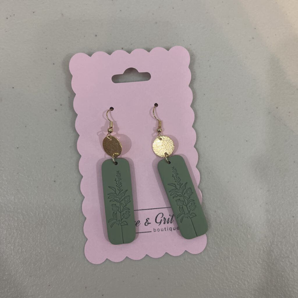 Sage Embossed Clay Earring
