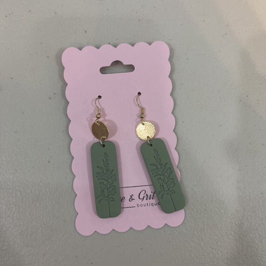 Sage Embossed Clay Earring