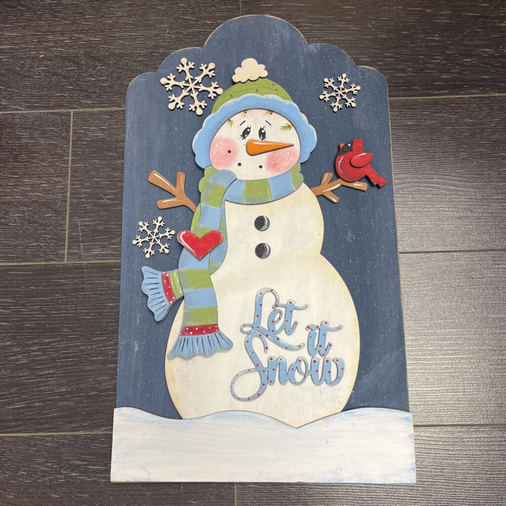 Tall Let It Snow Snowman Shelf Sitter