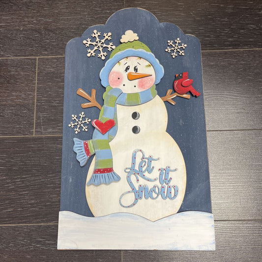 Tall Let It Snow Snowman Shelf Sitter