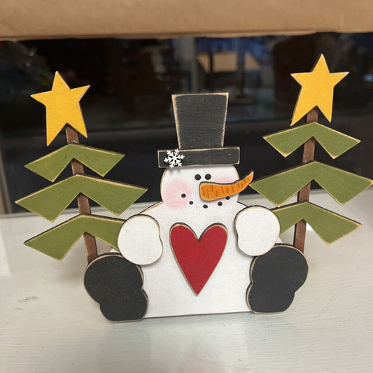 Snowman w/ Trees Shelf Sitter