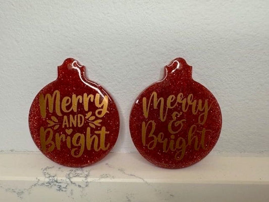 Red/Gld Merry Bright Circle Orn 2.5in