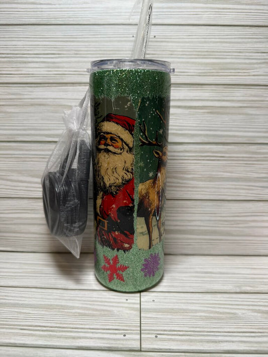 Santa, Deer, Green Strips