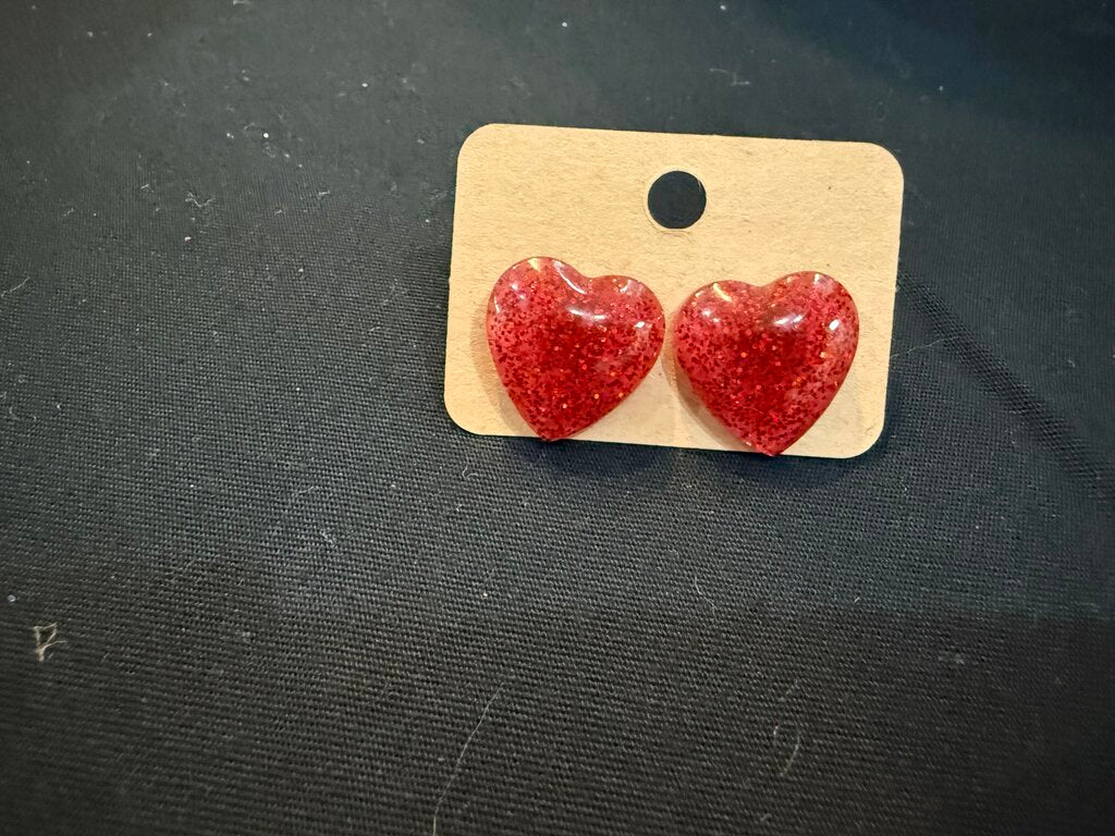 Earring Heart Red