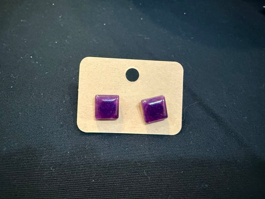 Earring Small Square Purple