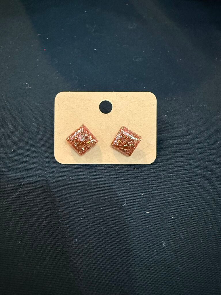 Earring Small Square Rose Gold