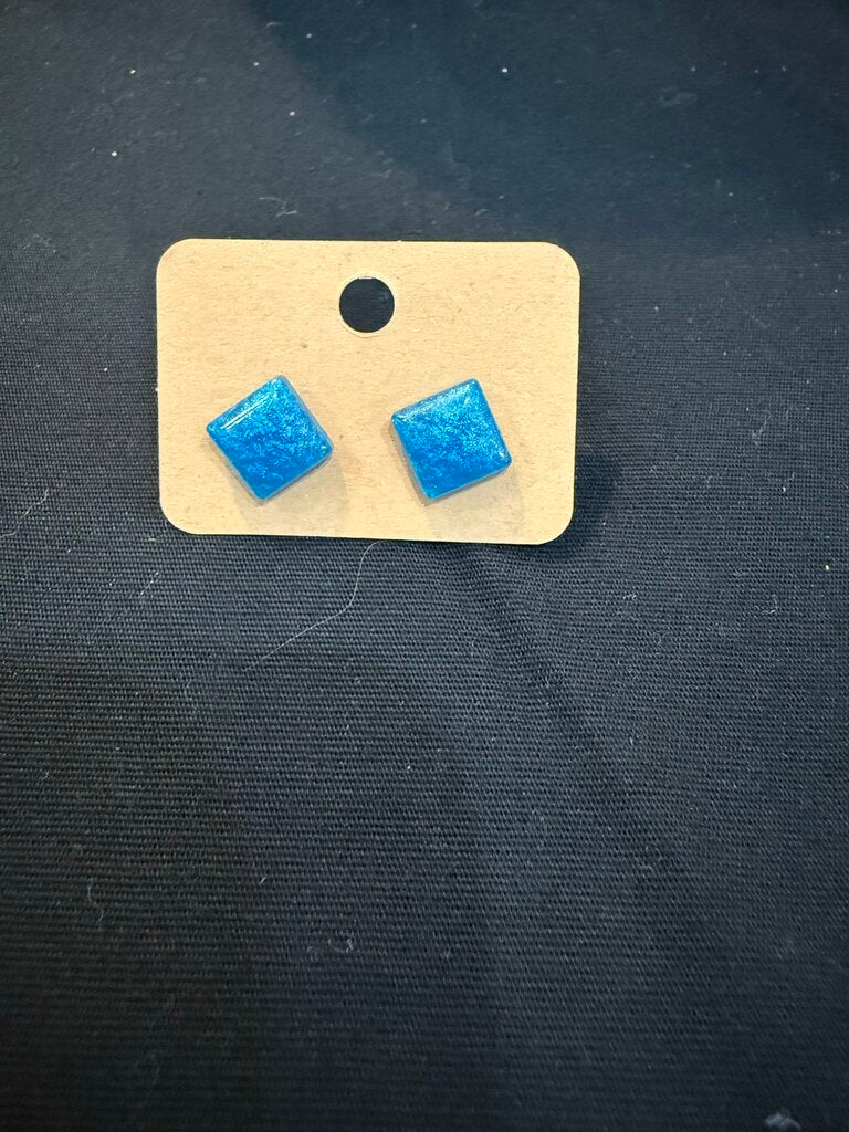 Earring Small Square Blue