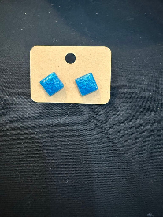 Earring Small Square Blue