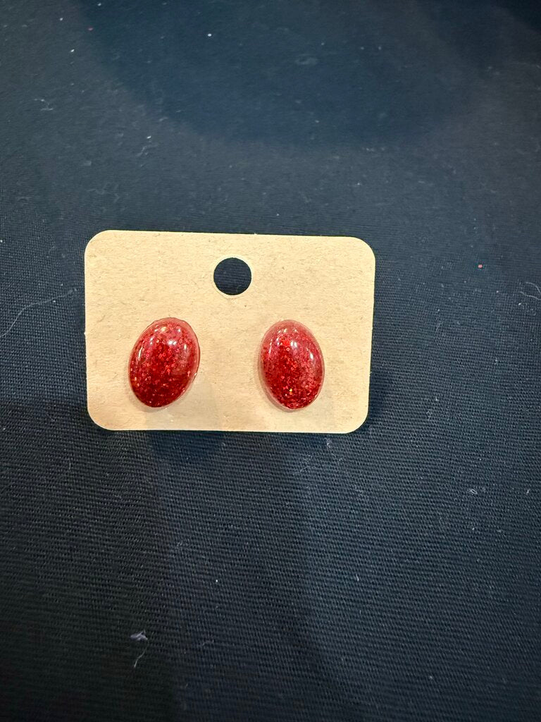 Earring Oval Red