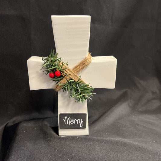 White Merry Cross with decor