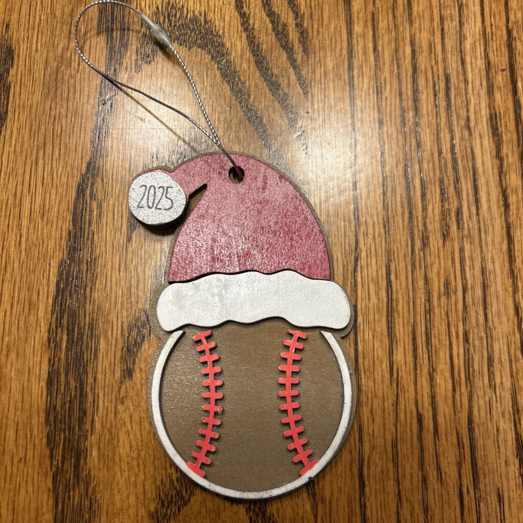 Baseball Santa Hat Ornament